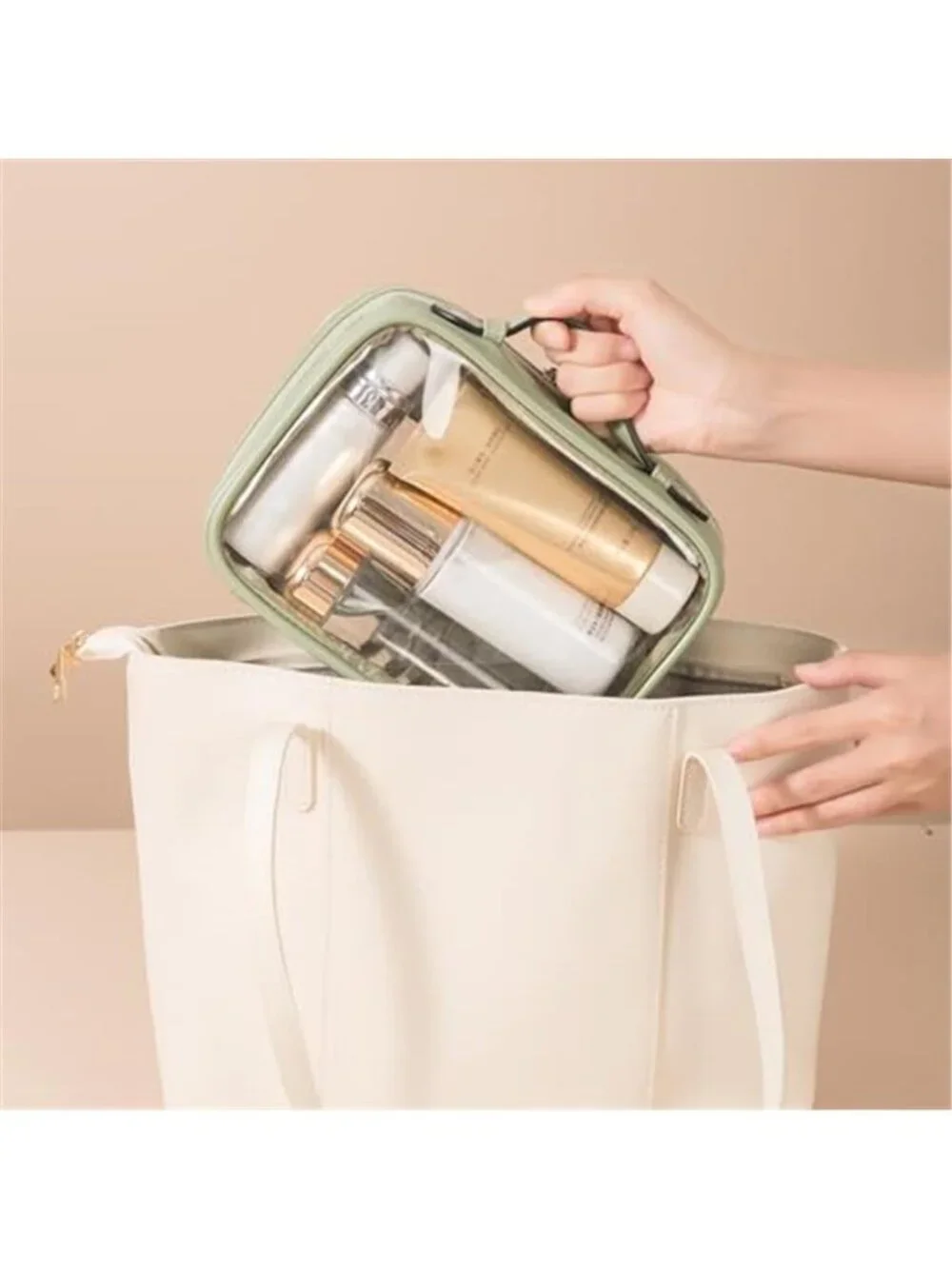 Womens Clear Makeup Bag Travel Cosmetic Organizer Waterproof Toiletry Case Large
